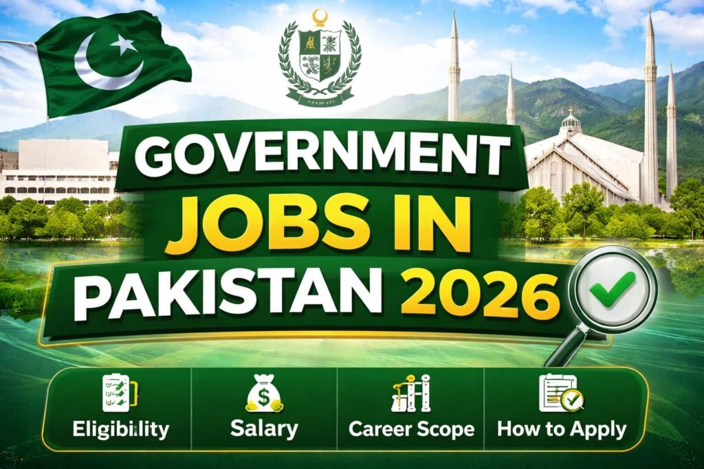 Latest Government Jobs in Pakistan 2026 thumbnail showing eligibility, salary, career scope, and how to apply