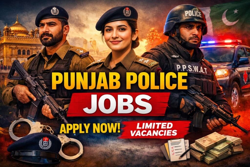 Official Punjab Police job 2026 guide showing uniformed officer and recruitment details for Pakistani applicants
