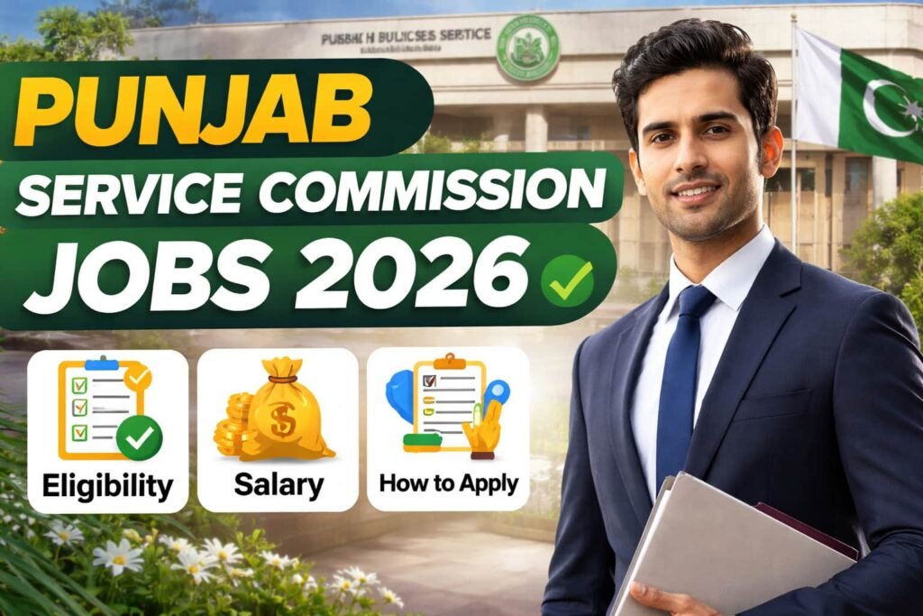 Punjab Service Commission jobs 2026 guide showing eligibility, salary structure, and how to apply officially in Pakistan