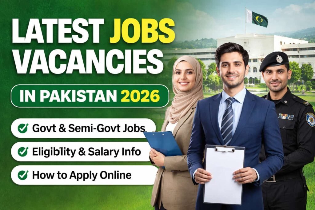Verified latest jobs vacancies in Pakistan 2026 showing government and semi-government career opportunities with eligibility, salary, and apply guidance
